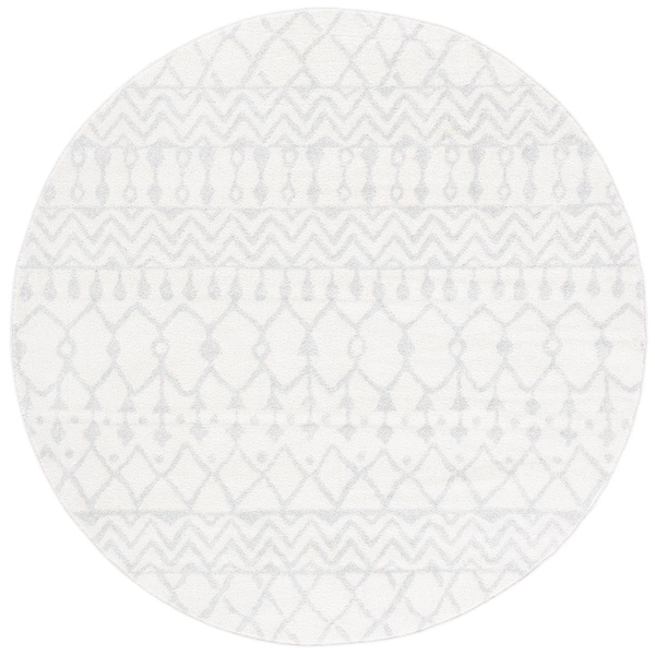 Flowers First 8 x 8 ft. Tulum Round Power Loomed Rug; Ivory & Light Grey FL1874422 - main